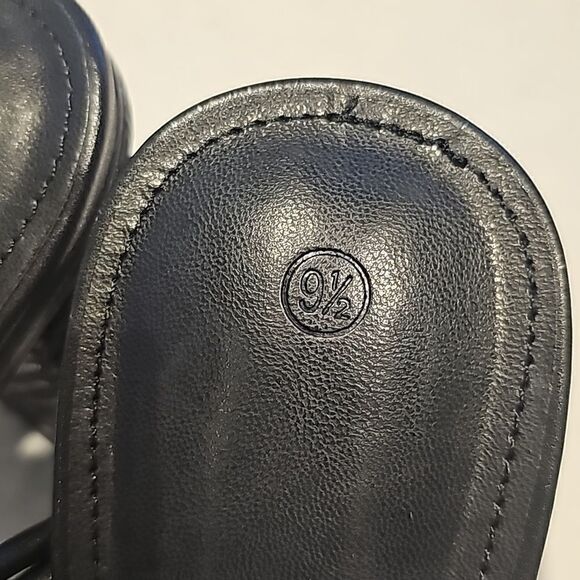 Black Square Open Toe Heeled Sandals Backless with Chunky Block Heel - Picture 8 of 8